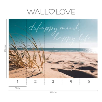 Beach wallpaper saying beige blue - 3,75 x 2,50 m - non-woven wallpaper modern 