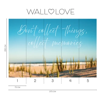 Beach wallpaper saying blue beige - 3,75 x 2,50 m - non-woven wallpaper modern 