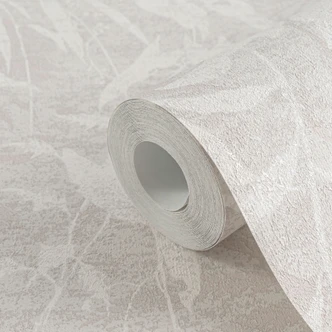 Carta da parati bianca con piante di rose - motivo natura, delicatamente strutturato - carta da parati in tessuto non tessuto moderno Carta da parati bianca con piante di rose - motivo natura, delicatamente strutturato - carta da parati in tessuto non tessuto moderno