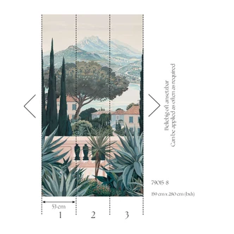 Wall Mural Tuscany landscape blue green - Mediterranean non-woven wallpaper - expandable 