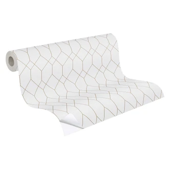 Selvklæbende tapet & møbelvinyl - moderne grafik - hvid - rulle 840x53 cm  