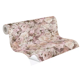 Selvklæbende tapet & møbelfolie - blomster - roser - pink - rulle 840x53 cm  
