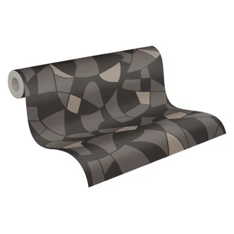 behang vintage design zwart beige - slaapkamer vliesbehang 