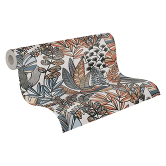 Tapete Bunt Blumen - Dschungel Muster Vliestapete Pflanzen Blätter  