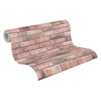 baksteen behang grijs beige - behang stenen muur loft - industrieel behang steen optiek 