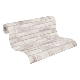 steen behang wit grijs - Vliesbehang baksteen - behang industrieel stenen muur 