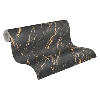 Papier peint marbré métallique noir or - papier peint pour chambre à coucher Papier peint marbré métallique noir or - papier peint pour chambre à coucher