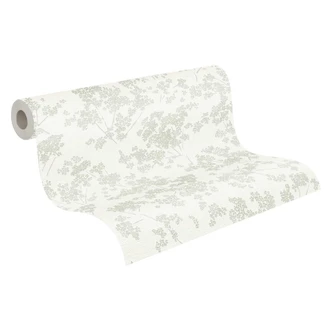 subtil motif floral vert blanc - papier peint fleuri 