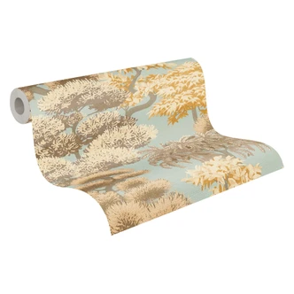 Icke-vävd tapet träd natur blå beige tapet tapet tapet skog löv landskap  