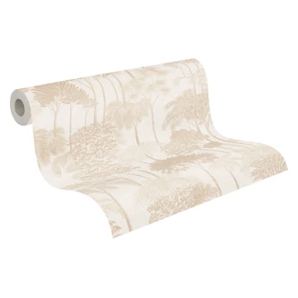 Icke-vävd tapet skogsträd palmer beige grädde tapet tapet tapet naturlandskap  