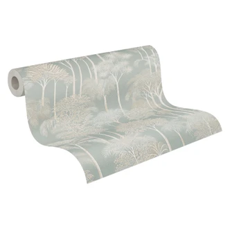 Icke-vävd tapet skogsträd palmer grön grädde tapet tapet tapet naturlandskap  