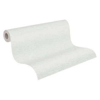 Papier peint uni avec structure horizontale tissée Gris Blanc 