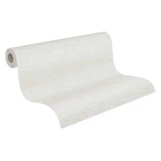 Papier peint intissé avec structure tissée horizontale Blanc Gris 