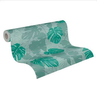 papier peint jungle avec feuilles de palmier vert argent - papier peint conservation texture - papier peint palmier 