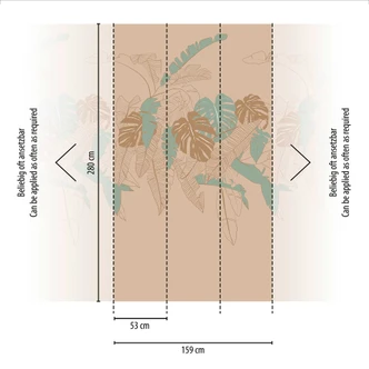 Tapete Palmenblätter Beige Grün - Florale Tapete Natur - Vliestapete Palmen 