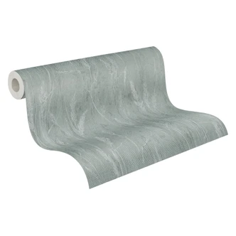Botanical wallpaper grass motif green white - nature design on textured non-woven wallpaper 