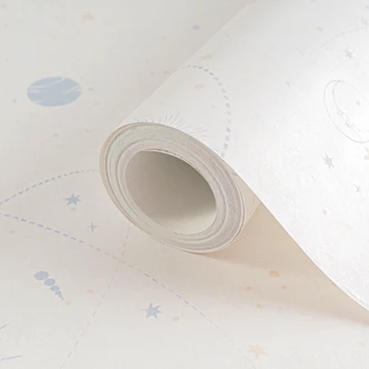 Weltraum-Tapete Beige Blau - Kindertapete mit Sternen & Planeten Weltraum-Tapete Beige Blau - Kindertapete mit Sternen & Planeten