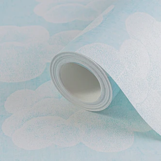 Cloud wallpaper light blue white - nursery wallpaper with sky motif 