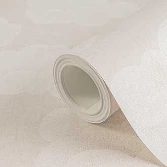 Wolken-Tapete Beige Weiß - Kinderzimmer Tapete mit Wolkenmotiv  