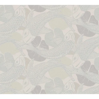 Livingwalls Vliestapete Metropolitan Stories asiatische Tapete mit Kois Mio Tokio beige, grau 