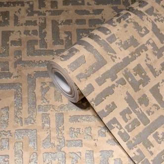 Livingwalls Ethnotapete My Home My Spa Vliestapete Study Libary Home hellbraun, silber, gold 