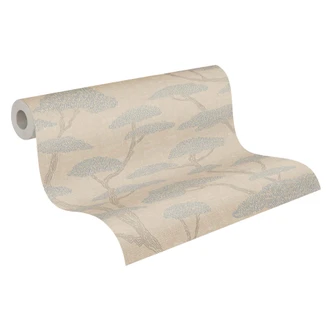 vintage wallpaper trees beige - tree non-woven wallpaper forest - nature wallpaper 
