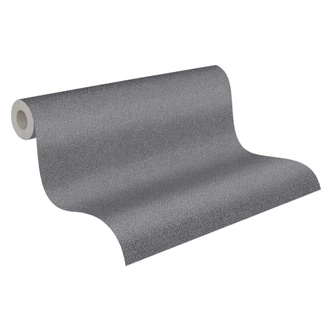 Uni Tapete Schwarz Silber PVC-Frei - Metallic Vliestapete von A.S. Création 386624  