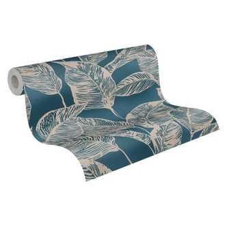 Blätter-Tapete - Vliestapete Floral von A.S. Création Blau Braun Natur PVC-Frei 386631 