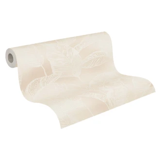 Tapete Floral - Vliestapete Blätter PVC-Frei von A.S. Création Beige Weiß Natur 386633 