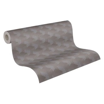 Grå grafisk tapet - retro tapet med 3D-effekt - non-woven tapet vardagsrum sovrum kök 