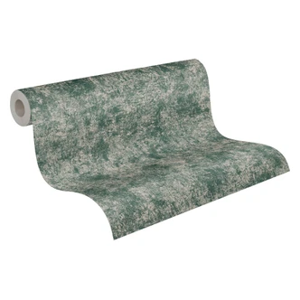 Solid tapet grön grädde - monokrom metallisk tapet - non-woven texturerad skal och stick tapet 