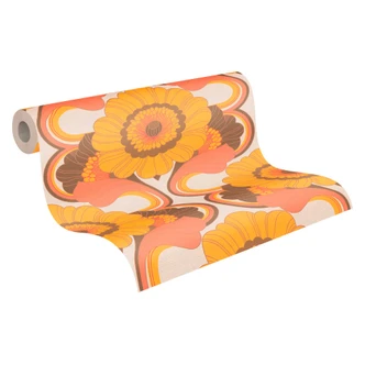 Non-woven tapet i retrostil - blommig tapet färgglad - tapet med vintagemönster 