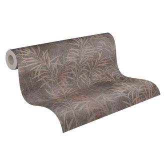 Florale Tapete Grau Beige - Natur-Tapete im Landhaus-Stil - Vliestapete Schlafzimmer Flur 