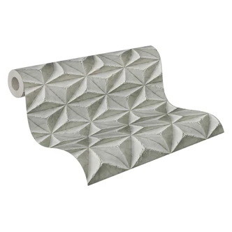 3D-Tapete Betonoptik Grau - Vliestapete mit geometrischem Muster - Industrial Look 
