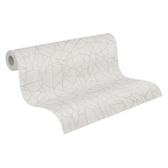 Papier peint abstrait à motifs en beige blanc - Papier peint intissé moderne à motifs linéaires Papier peint abstrait à motifs en beige blanc - Papier peint intissé moderne à motifs linéaires