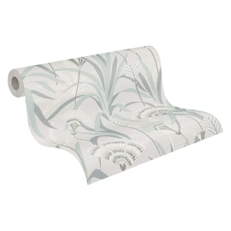 Papier peint végétal vert clair gris - Papier peint intissé avec motif à feuilles discret Papier peint végétal vert clair gris - Papier peint intissé avec motif à feuilles discret