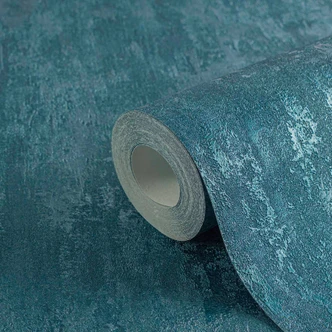 Vliesbehang effen in blauw geblazen vinyl behang met metallic effect design behang Vliesbehang effen in blauw geblazen vinyl behang met metallic effect design behang