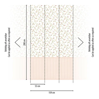Bloemen Fotobehang met houten paneel roze groen beige - landhuisstijl uitschuifbaar 