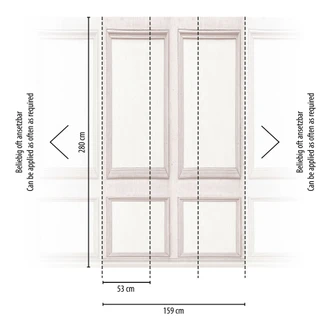 Fotobehang met een klassieke cassettepaneellook in lichtbeige - elegant, tijdloos en kan naar wens worden uitgebreid. 