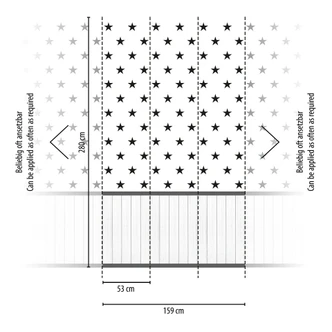 Zwart-wit sterrenbehang met houten paneel - Vliesbehang modern & uittrekbaar 