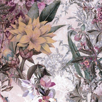 A.S. Création Blumentapete Dream Flowery Vliestapete floral lila, weiß, gelb, grün, rosa 