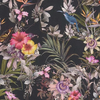 A.S. Création Blumentapete Dream Flowery Vliestapete floral schwarz, orange, grün, rosa, beige 