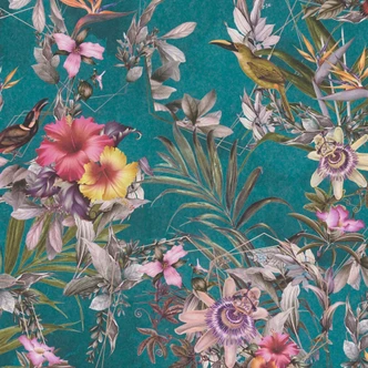 A.S. Création Blumentapete Dream Flowery Vliestapete floral blau, grün, rosa, orange, gelb 