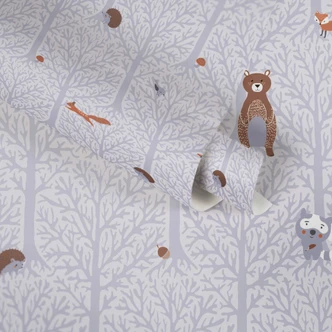 A.S. Création Kinderzimmertapete Little Love Vliestapete mit niedlichen Wald Tieren grau, weißn, orange 