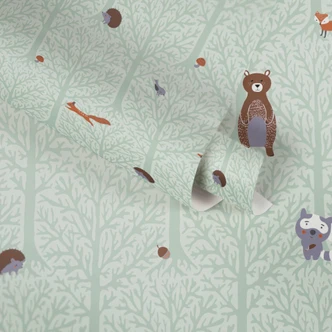 A.S. Création Kinderzimmertapete Little Love Vliestapete mit niedlichen Wald Tieren grün, braunnge, grau 