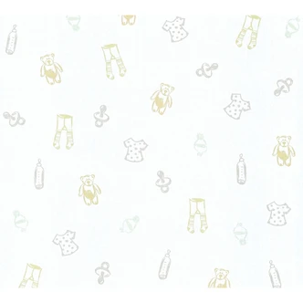 A.S. Création Vliestapete Little Stars Kinderzimmertapete mit Teddybären für Babys creme, metallic, weiß 