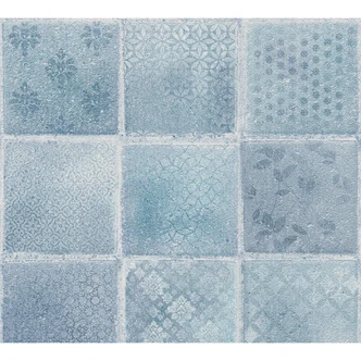 A.S. Création Papier peint Intissé Neue Bude 2.0 Edition 2 tuiles tropicales bleu, crème; gris A.S. Création Papier peint Intissé Neue Bude 2.0 Edition 2 tuiles tropicales bleu, crème; gris