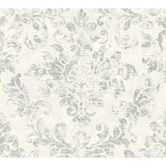 A.S. Création Papier peint Intissé Neue Bude 2.0 Edition 2 baroque glamour blanc, gris, métallique 
