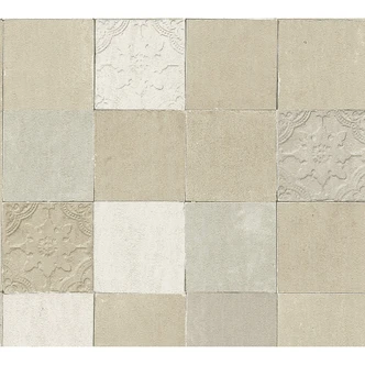 Livingwalls Papier peint intissé New Walls Finca Home motif carrelage crème, gris 