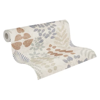 Papel pintado minimalista de tejido-no tejido - rayas finas en gris y terracota 